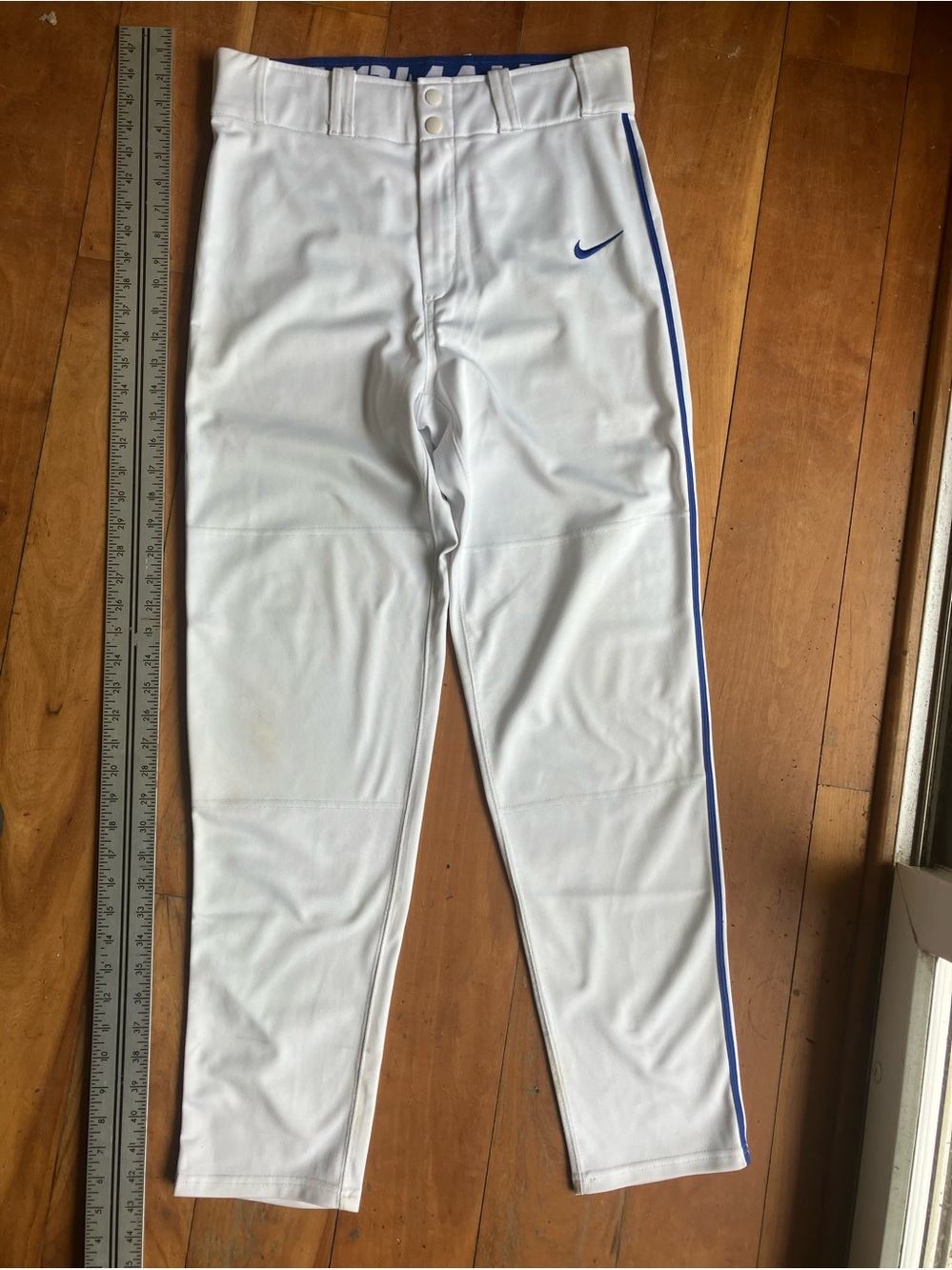 Nike White Baseball Pants with Blue Side Stripe